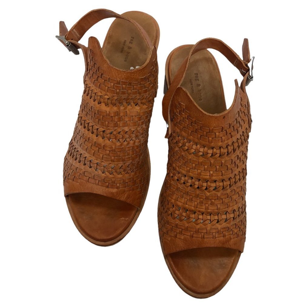 Rag & Bone Wyatt Ankle Strap Sandals Size 10 EU 40 Mid-Heel Woven Perforated - Picture 10 of 11